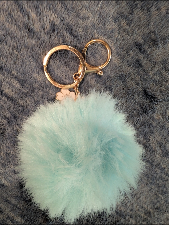 Accessories - Fluffy NWOT Pom Keychain/Bag Charm - Light Blue Faux Fur Accessory